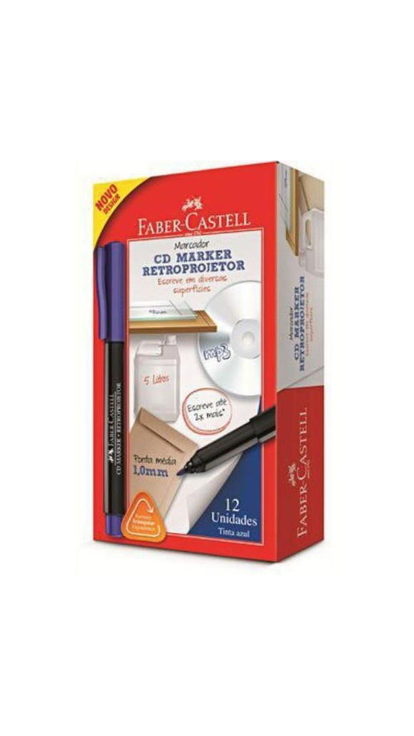 MARCADOR RETRO PROJETOR 1.0 MÉDIA FABER-CASTELL CAIXA C/12 UNID.