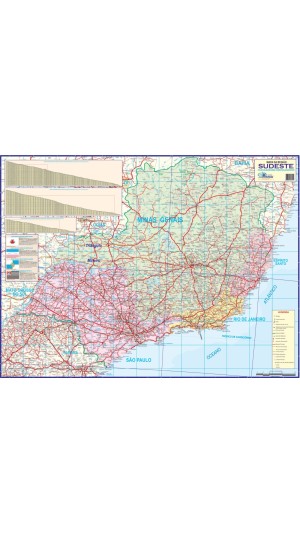 MAPA BRASIL REGIONAL SUDESTE LAMINADO POLÍTICO 120X90CM