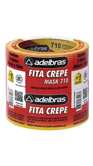 FITA CREPE 48MMX50M BRANCA 710 ADELBRAS PTC C/2 UNID.