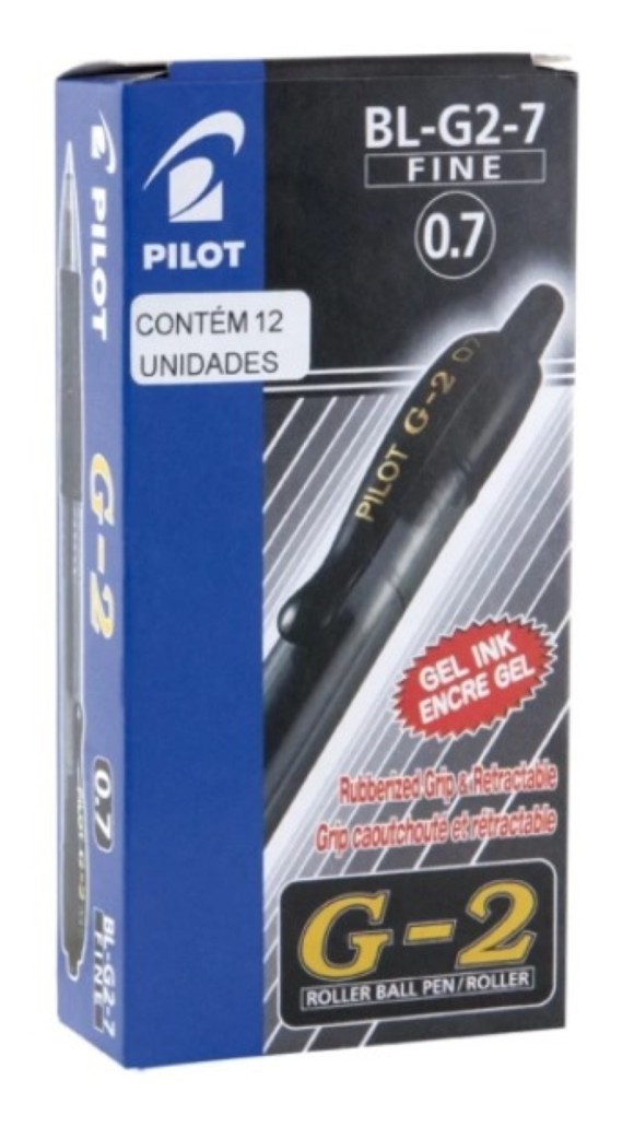 CANETA GEL G2 0.7MM RETRATIL  PILOT CAIXA C/12 UNID.