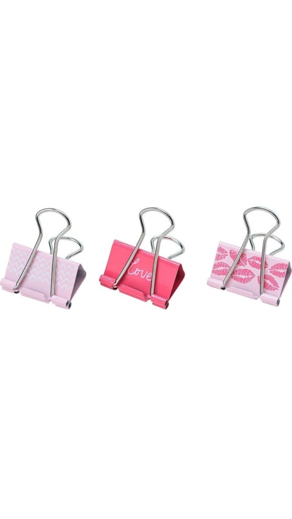 PRENDEDOR BINDER CLIPS 32MM LOVE BL/3 UNID.