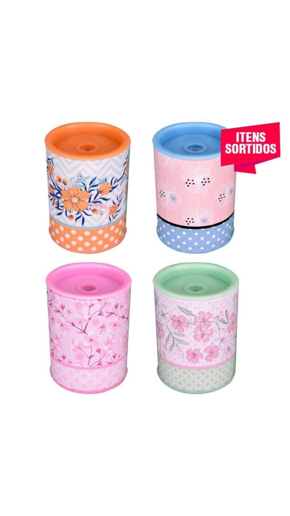 APONTADOR DEPOSITO TUBO LOVE FLOWERS METALICO