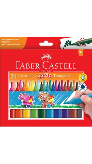CANETA HIDROCOR 24 CORES JUMBO TRIANGULAR FABER-CASTELL