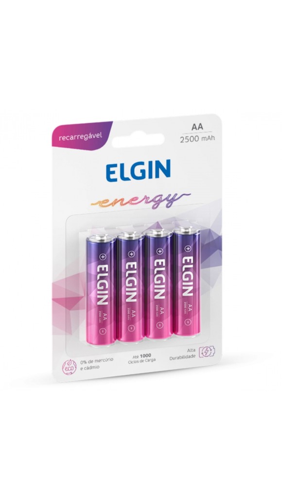 PILHA RECARR.AA PEQ.2500MAH C/4 ELGIN
