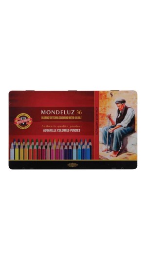 ESTOJO LÁPIS AQUARELÁVEL 36 CORES ART MONDELUZ KOH-I-NOOR
