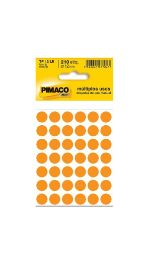 ETIQUETA ADESIVA 12X12 BOLAS LARANJA COUCHE 20G ACR.C/210 ETIQS.