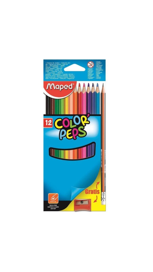 LÁPIS DE COR 12 CORES COLOR PEPS + LÁPIS PRETO/APONTADOR