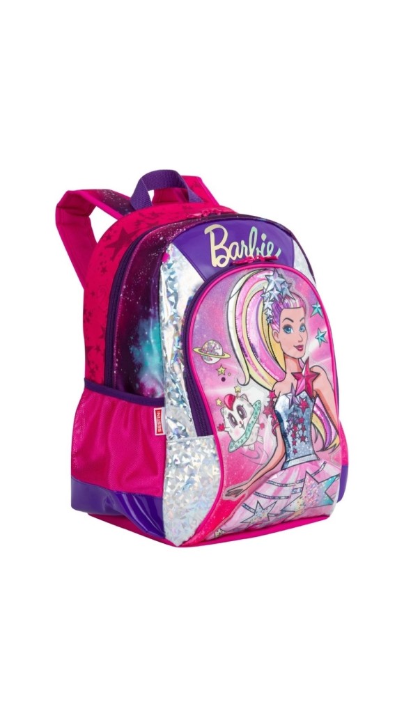 MOCHILA 2 ALÇAS INFANTIL FEM.BARBIE AVENTURA NAS ESTRELAS ROSA G