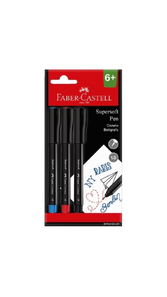 CANETA SUPERSOFT PEN 03 CORES 1.0MM FABER-CASTELL