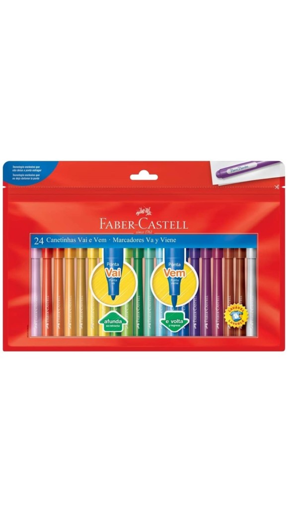 CANETA HIDROCOR 24 CORES VAI E VEM FABER-CASTELL