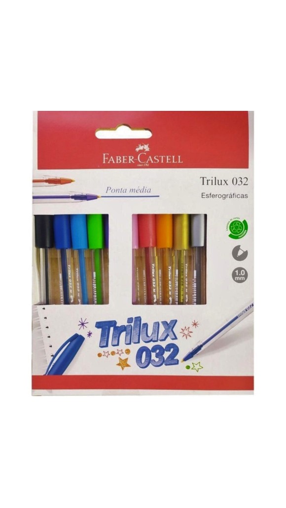 CANETA ESFEROGRAFICA TRILUX 032 MEDIA 10 CORES