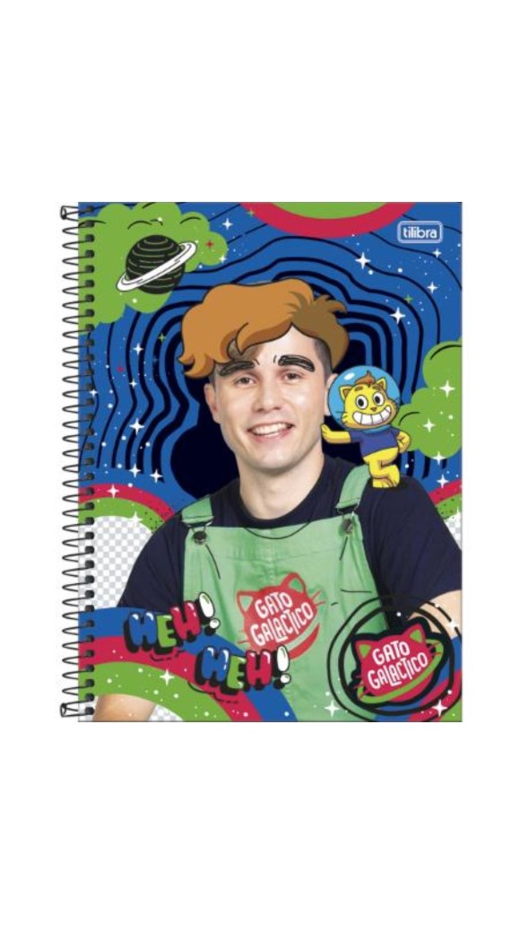 CADERNO UNIVERSITÁRIO CAPA DURA MASC.1X1 GATO GALACTICO 80F