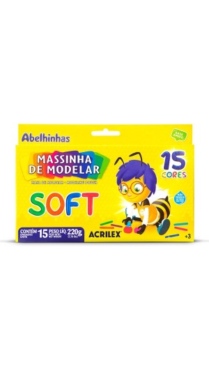 MASSA DE MODELAR 15 CORES 200G ACRILEX SOFT