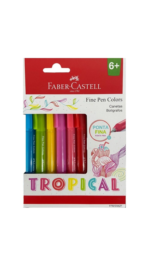 CANETA FINE PEN 06 CORES TROPICAL COLORS FABER-CASTELL