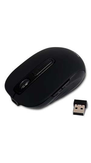 MOUSE SEM FIO 2.4 GHZ 2400 DPI RECARREGÁVEL 6 BOTOES PRETO USB