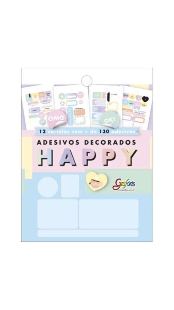 ADESIVO DECORADO METALIZADO BLOCO HAPPY 12F