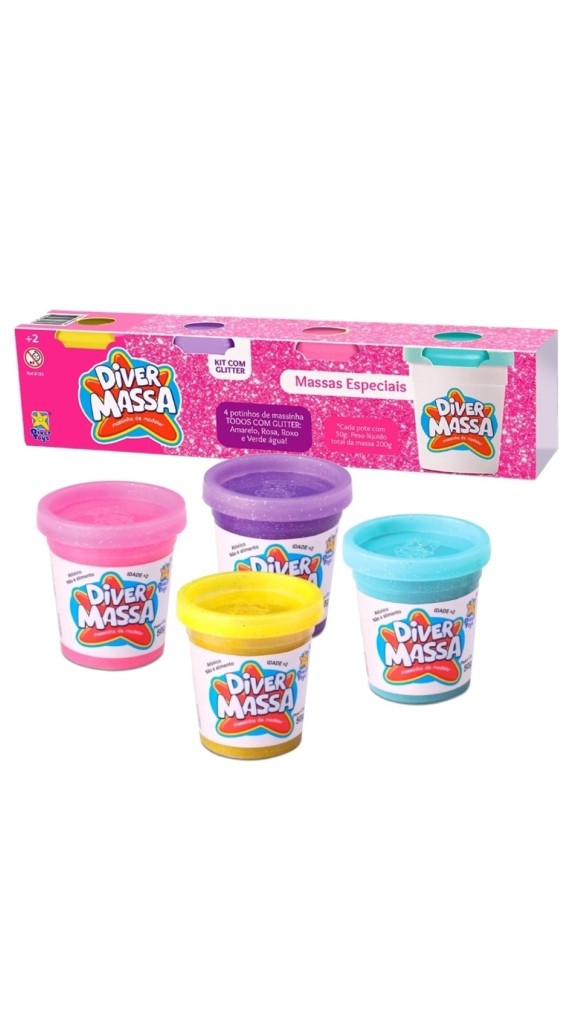 DIVER MASSA C/04 POTES GLITTER SORTIDOS DIVERTOYS