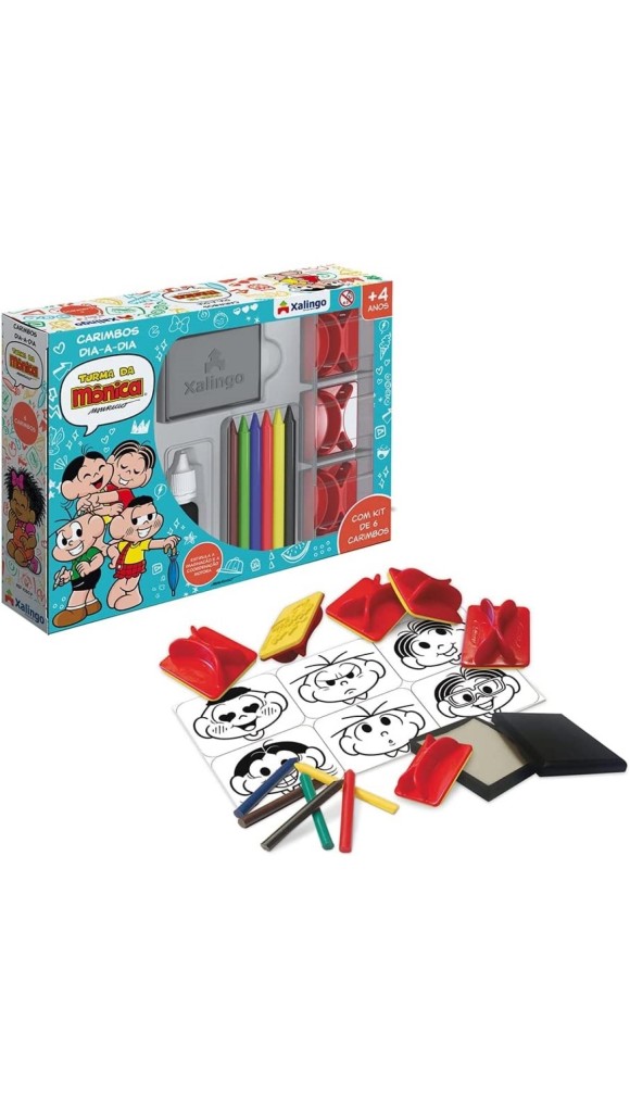 CARIMBOS TURMA DA MÔNICA PLÁSTICO 06 PCS XALINGO