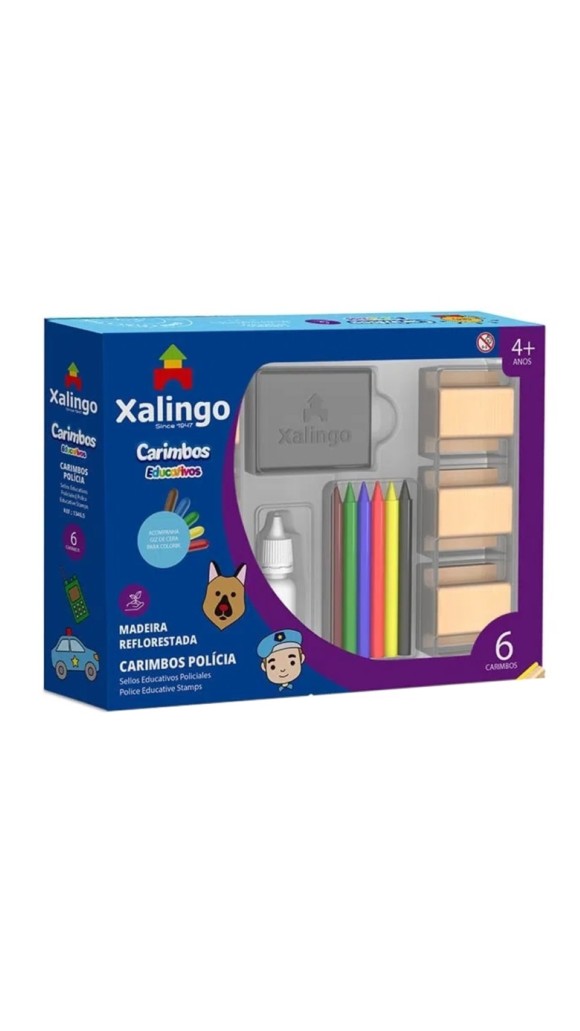 CARIMBOS EDUCATIVOS MADEIRA 06 PCS POLÍCIA XALINGO