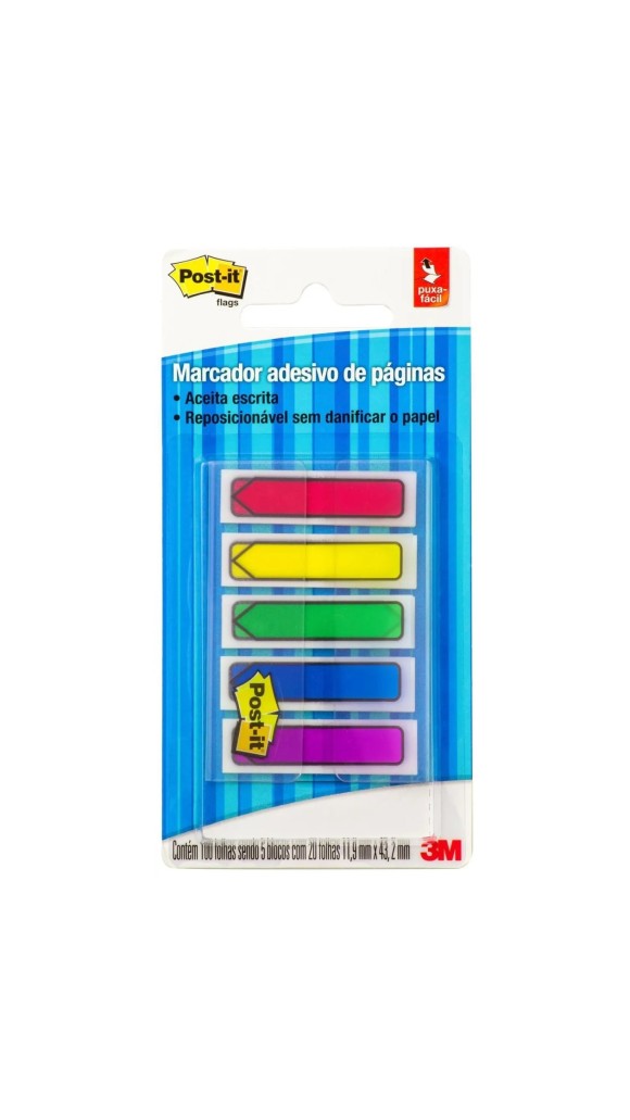 MARCADORES ADESIVOS POST-IT FLAG SETA 5 CORES NEON 3M