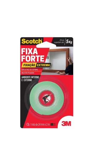 FITA DUPLA FACE ESPUMA 24MMX2M AMB.INT/EXT FIXA FORTE 3M