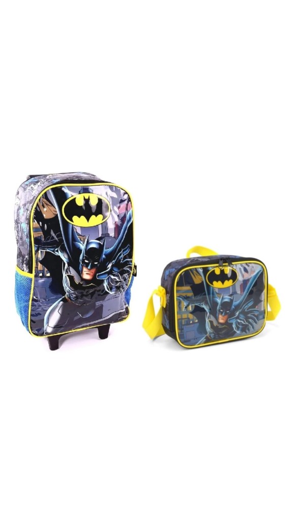 KIT MOCHILA C/CARRINHO + LANCHEIRA MASC.BATMAN LUXCEL