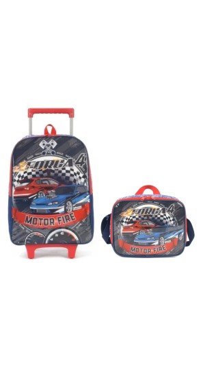 KIT MOCHILA C/CARRINHO + LANCHEIRA MASC.FORÇA 4 LUXCEL