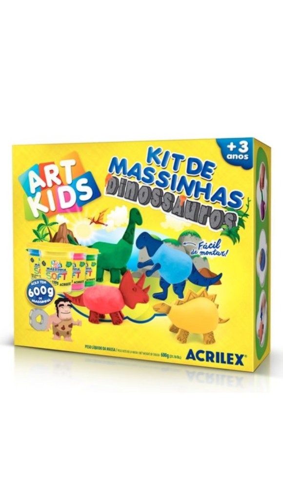 KIT DE MASSINHAS SOFT DINOSSAUROS ART KIDS 600G ACRILEX