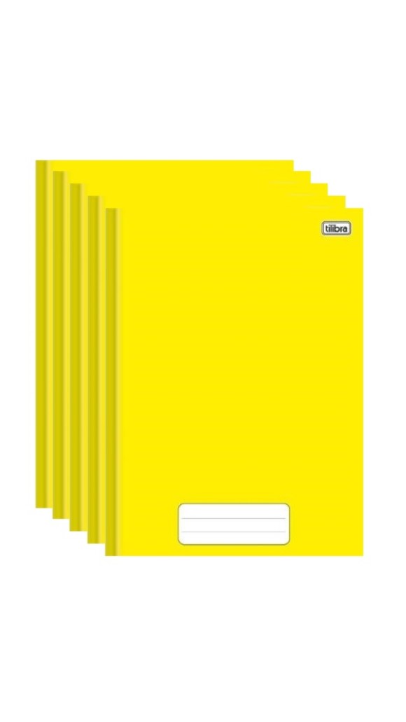 CADERNO BROCHURA 1/4 CAPA DURA AMARELO PEPPER 80F PCT C/05 UNID.