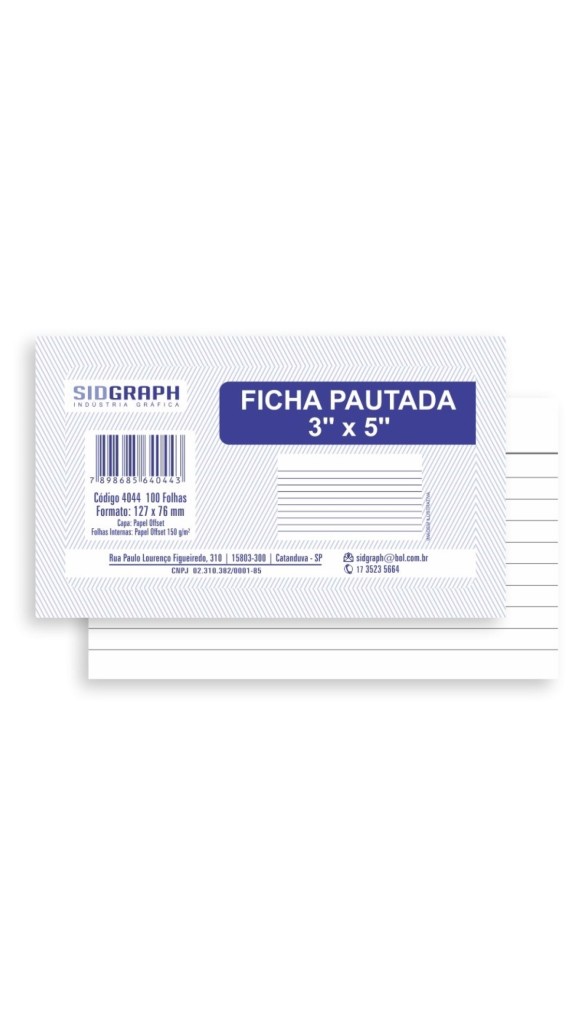 FICHA PAUTADA 3X5 100 FLS 4044 SIDGRAPH