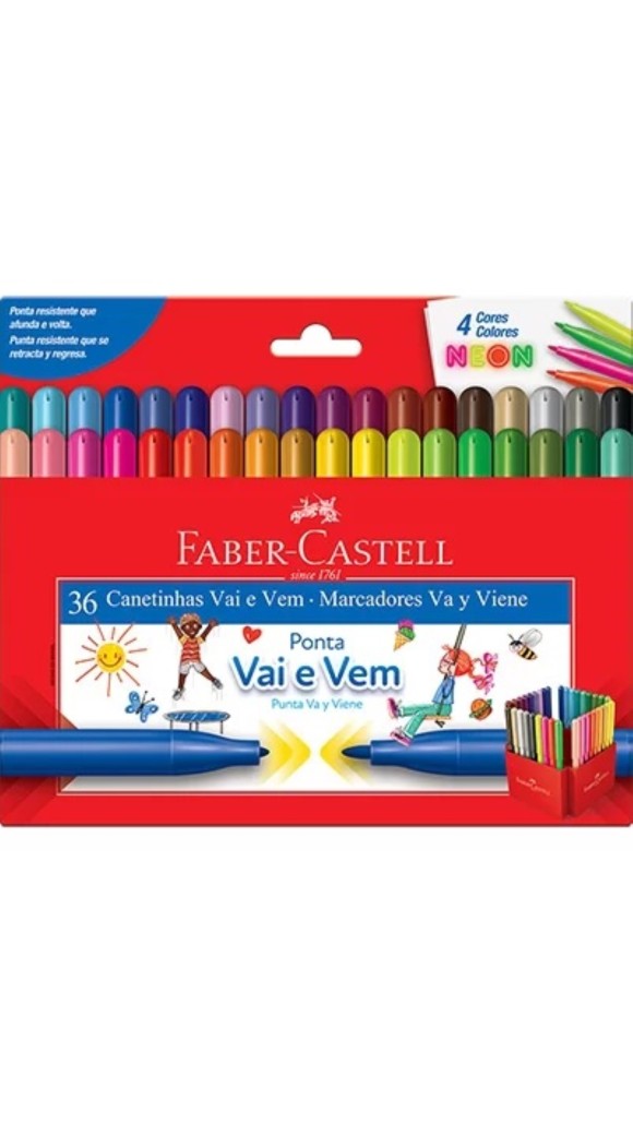 CANETA HIDROCOR 36 CORES VAI E VEM FABER-CASTELL