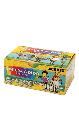 TINTA PINTURA DEDO ACRILEX 6 CORES 15ML ACRILEX