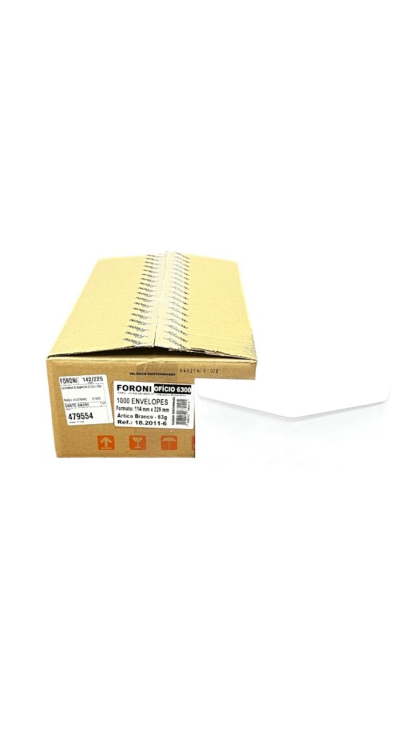 ENVELOPE OFICIO BRANCO 114X229 63G FORONI CAIXA C/1000 UNID