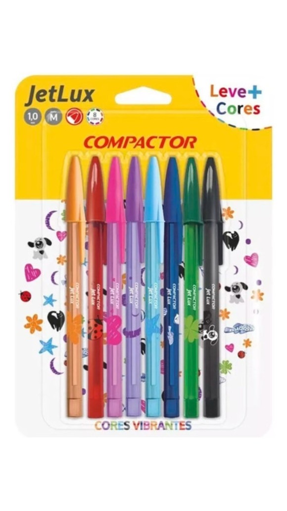 CANETA ESF.MEDIA 1.0 JETLUX BLISTER C/08 UNID. COMPACTOR
