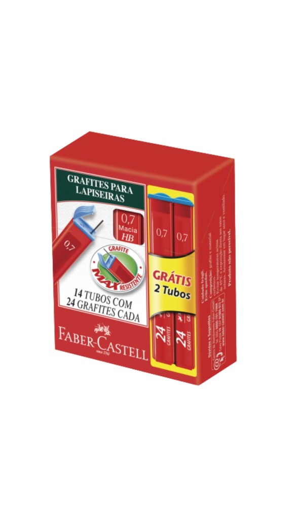 GRAFITE 0.7MM HB C/24 MINAS FABER-CASTELL CAIXA C/14 UNID.