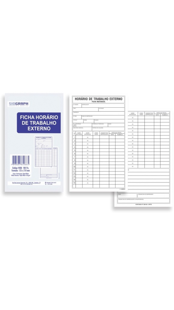 FICHA HORARIO DE TRAB.EXTERNO 125X210 100F. SIDGRAPH