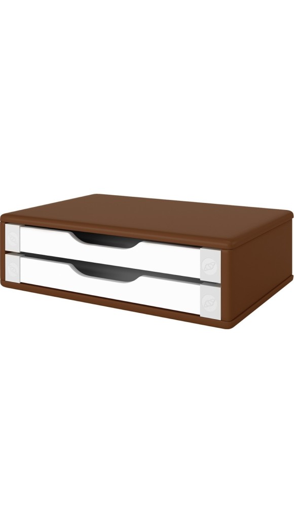 SUPORTE P/MONITOR TABACO C/BRANCO 02 GAVETAS SOUZA