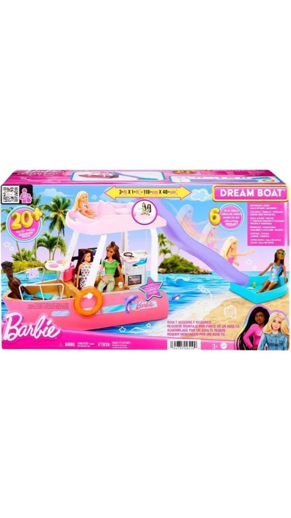 BARBIE BARCO COM PISCINA E TOBOGÃ HJV37 MATTEL