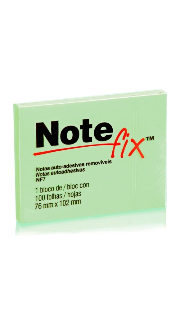 BLOCO RECADO NOTE FIX 76X102 VERDE 100F.3M