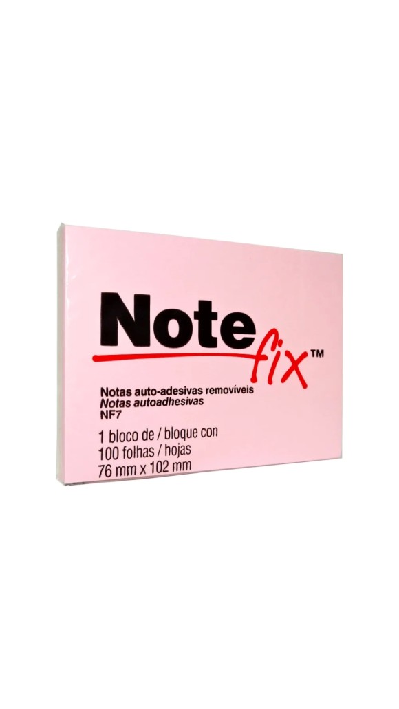 BLOCO RECADO NOTE FIX 76X102 ROSA 100F. 3M