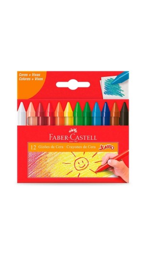 GIZÃO DE CERA 12 CORES FABER-CASTELL