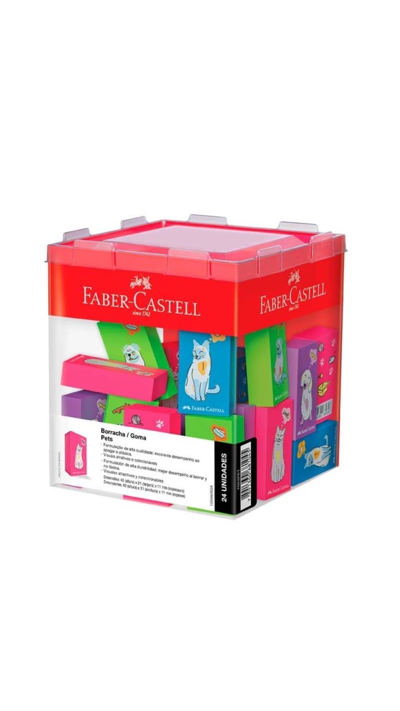 BORRACHA FANTASIA PET FABER-CASTELL CAIXA C/24 UNID.