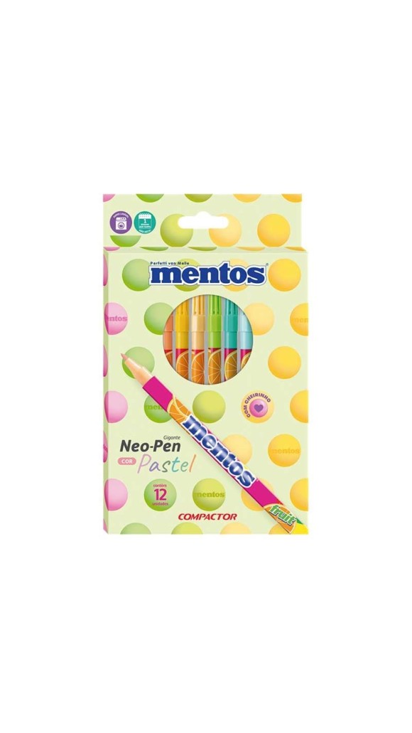 CANETA HIDROGRÁFICA NEON PEN MENTOS C/12 CORES COMPACTOR
