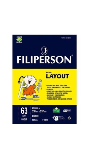 BLOCO DESENHO A4 63G 50 FLS LAYOUT FILIPINHO