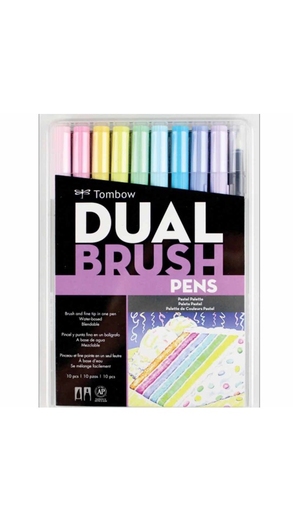 ESTOJO CANETA DUAL BRUSH C/10 CANETAS PINCEIS PASTEL