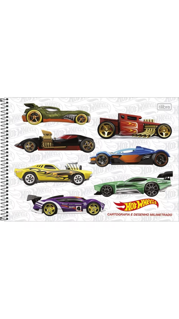CADERNO CARTOGRAFIA CAPA DURA MASC.HOT WHEELS MILIMETRADO 80F.2023 TILIBRA