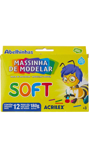MASSA DE MODELAR 12 CORES 180G SOFT ACRILEX