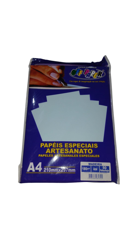 PAPEL IMP.MADEIRA AZUL A4 180G 50 FLS OFF PAPER