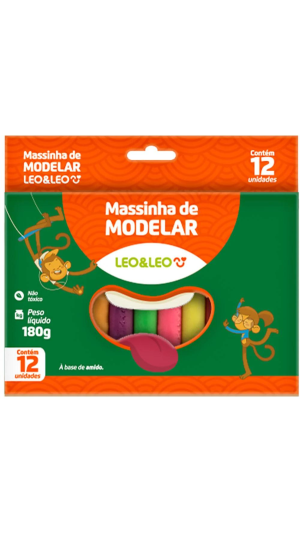 MASSA DE MODELAR 12 CORES 180G LEO&LEO