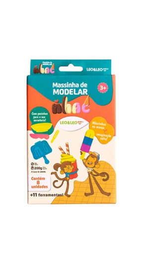 MASSA DE MODELAR NHAC 08 CORES + 11 PEÇAS LEO&LEO